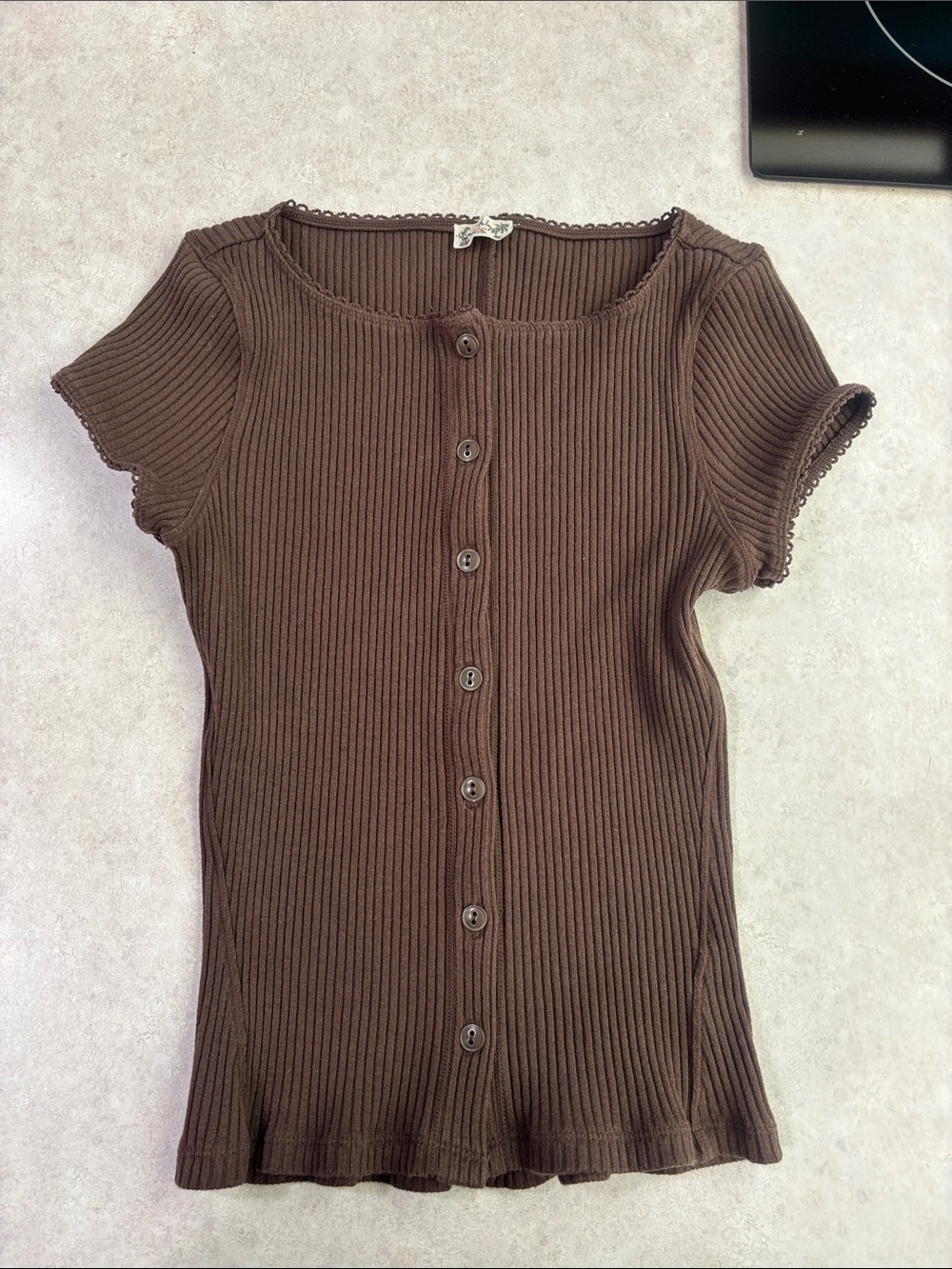 Free people brown button up shirt